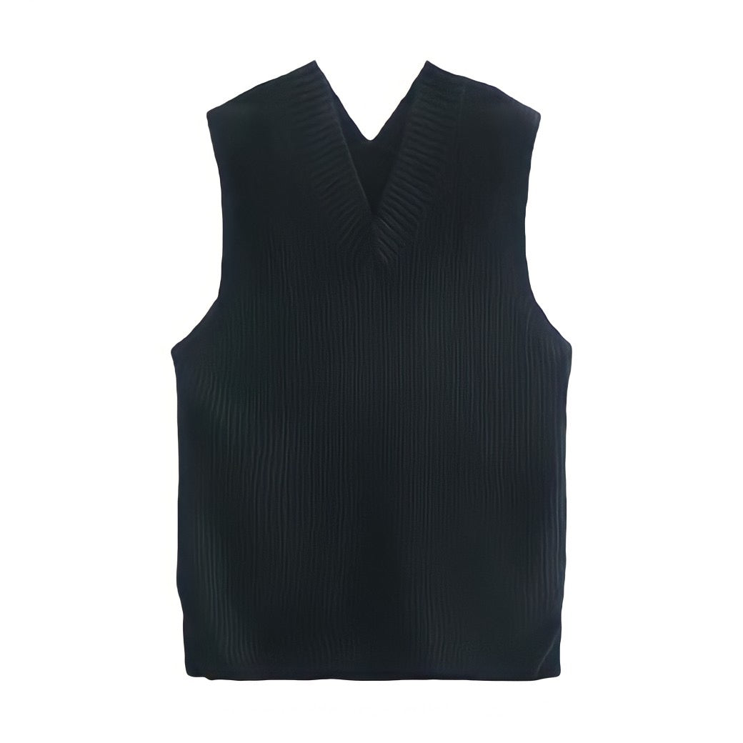 Black Knitted Sweater Vest