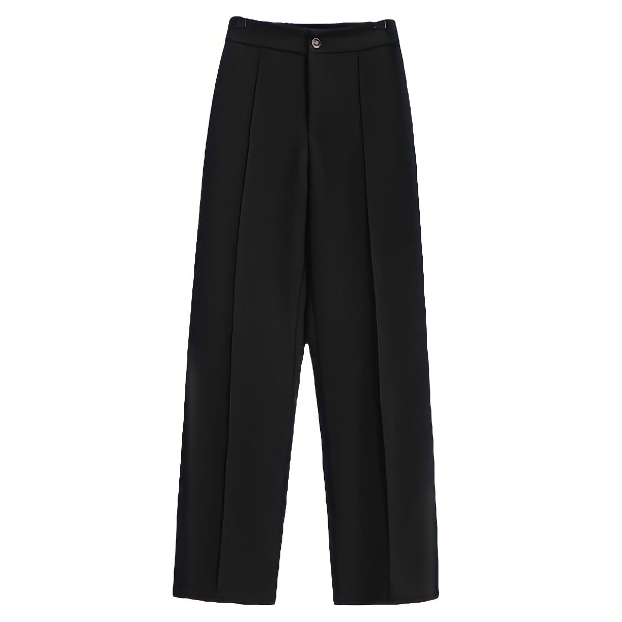 Black Mid-High Rise Pleated Trouser Pants
