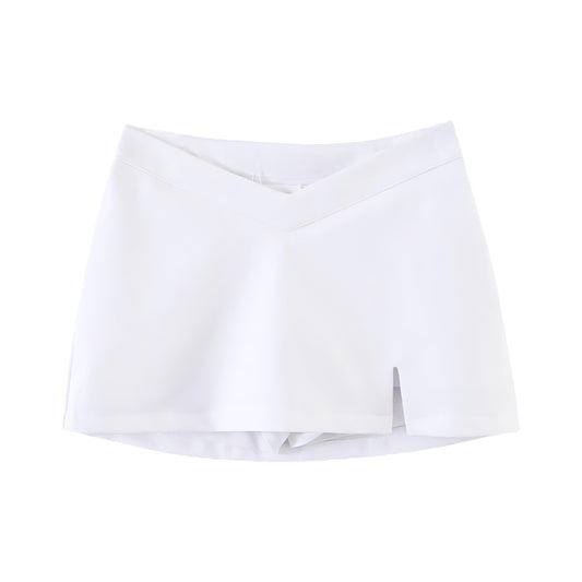 White Low Waisted Mini Skirt