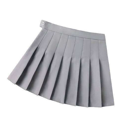 Gray Pleated Mini Skirt