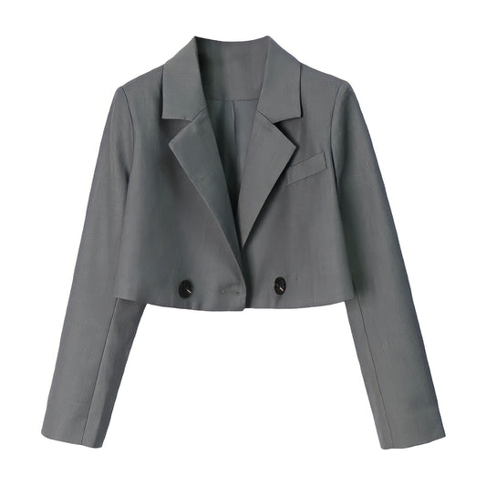 Gray Crop Blazer Jacket